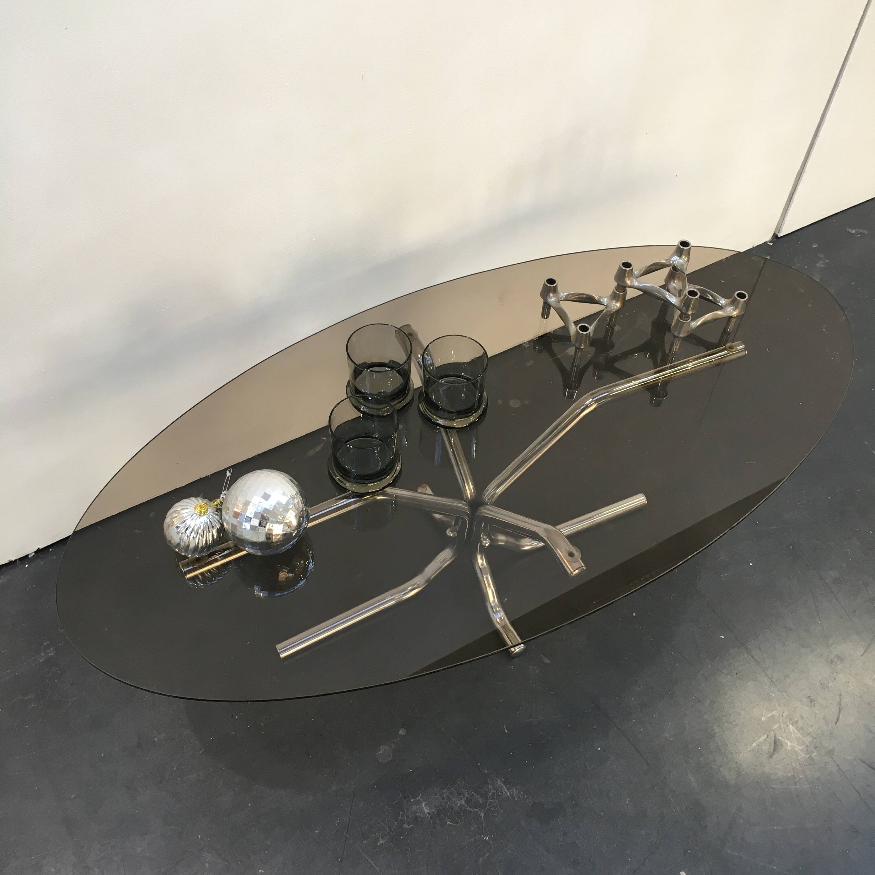 70s chrome and smoked glass coffee table