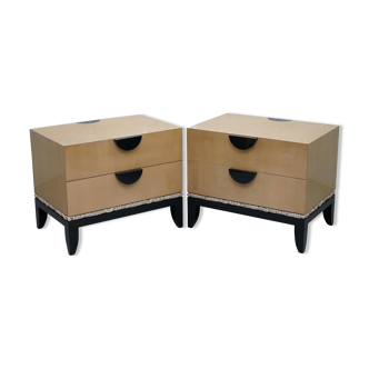 Cloud bedside tables by J Robert Scott with 14-carat gold veneer.