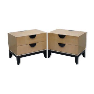 Cloud bedside tables by J Robert Scott with 14-carat gold veneer.