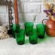 5 glasses 15 cl Retro emerald green tempered glass France