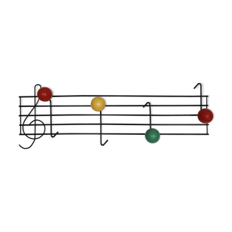 Wall coat rack black wrought iron music note