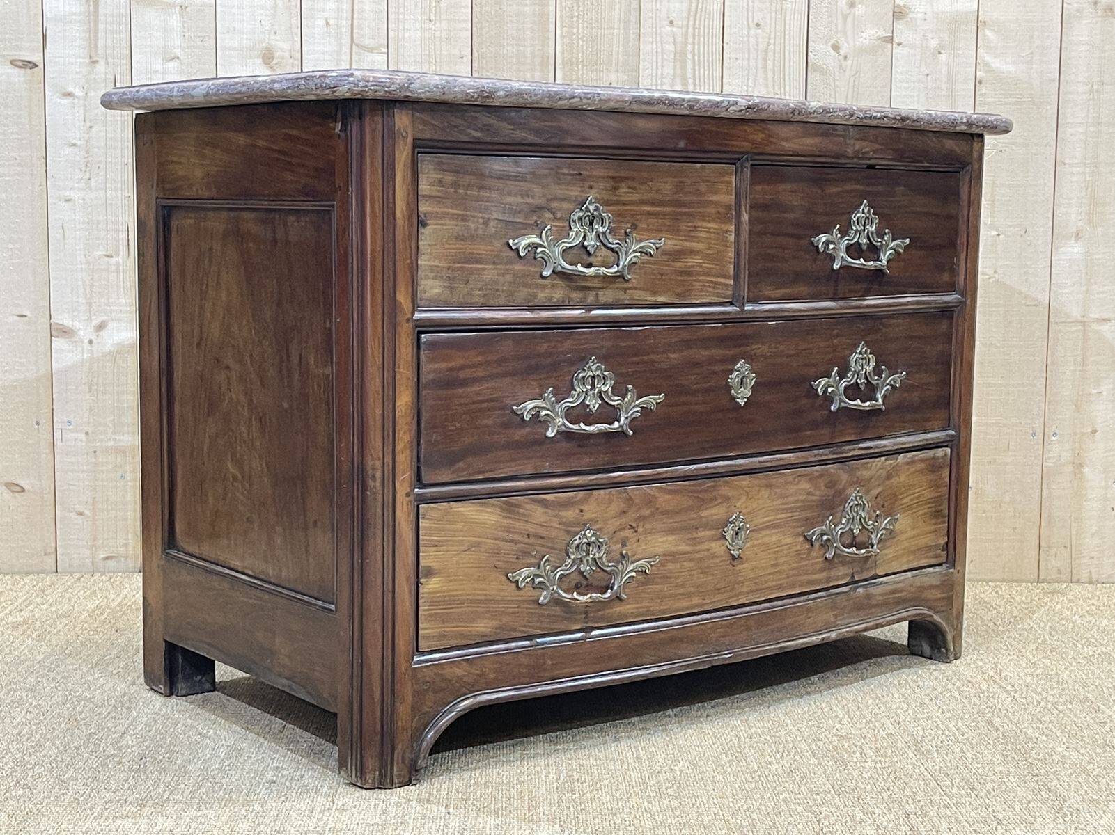 Regency commode in amaranth with an 18th-century marble top.