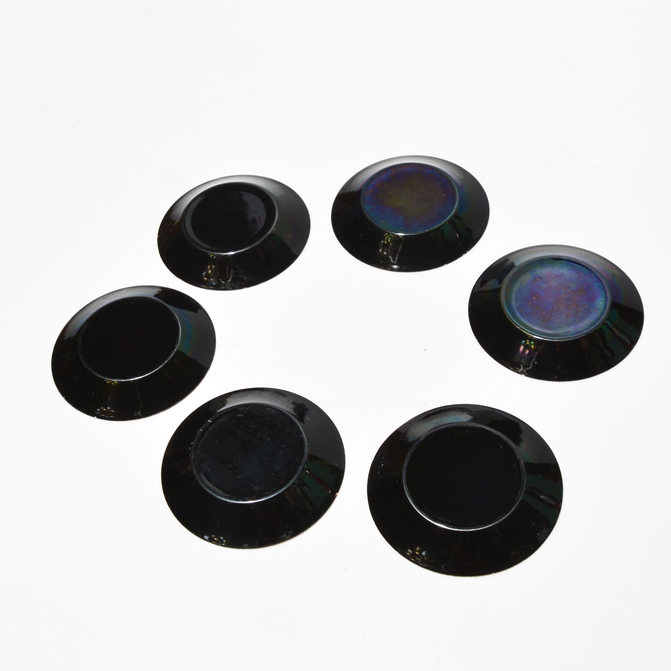 Set of six enameled copper plates, germany, 1960s