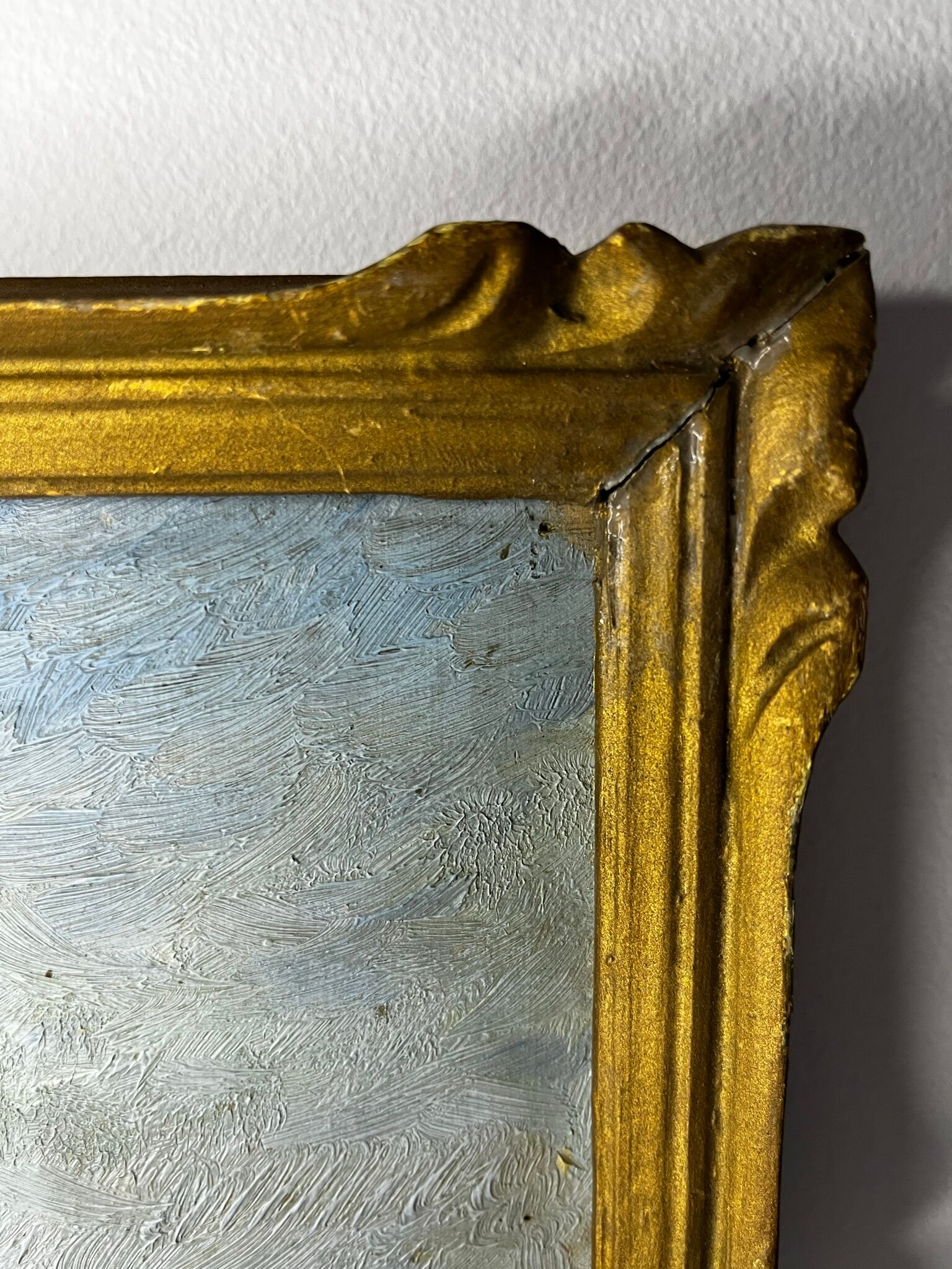 Oil painting on wooden panel, beautiful southern landscape