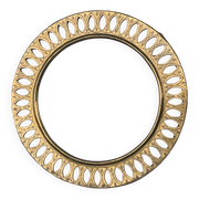 Round Moroccan mirror in openwork chiseled brass - vintage mirror 32 cm