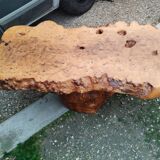 Table basse tronc d'arbre en loupe d'orme