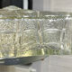Vintage Flush Mount Square Glass Ceiling Lamp, Sunburst Motif