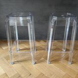 Set of 2 transparent plexi bar stools 65cm