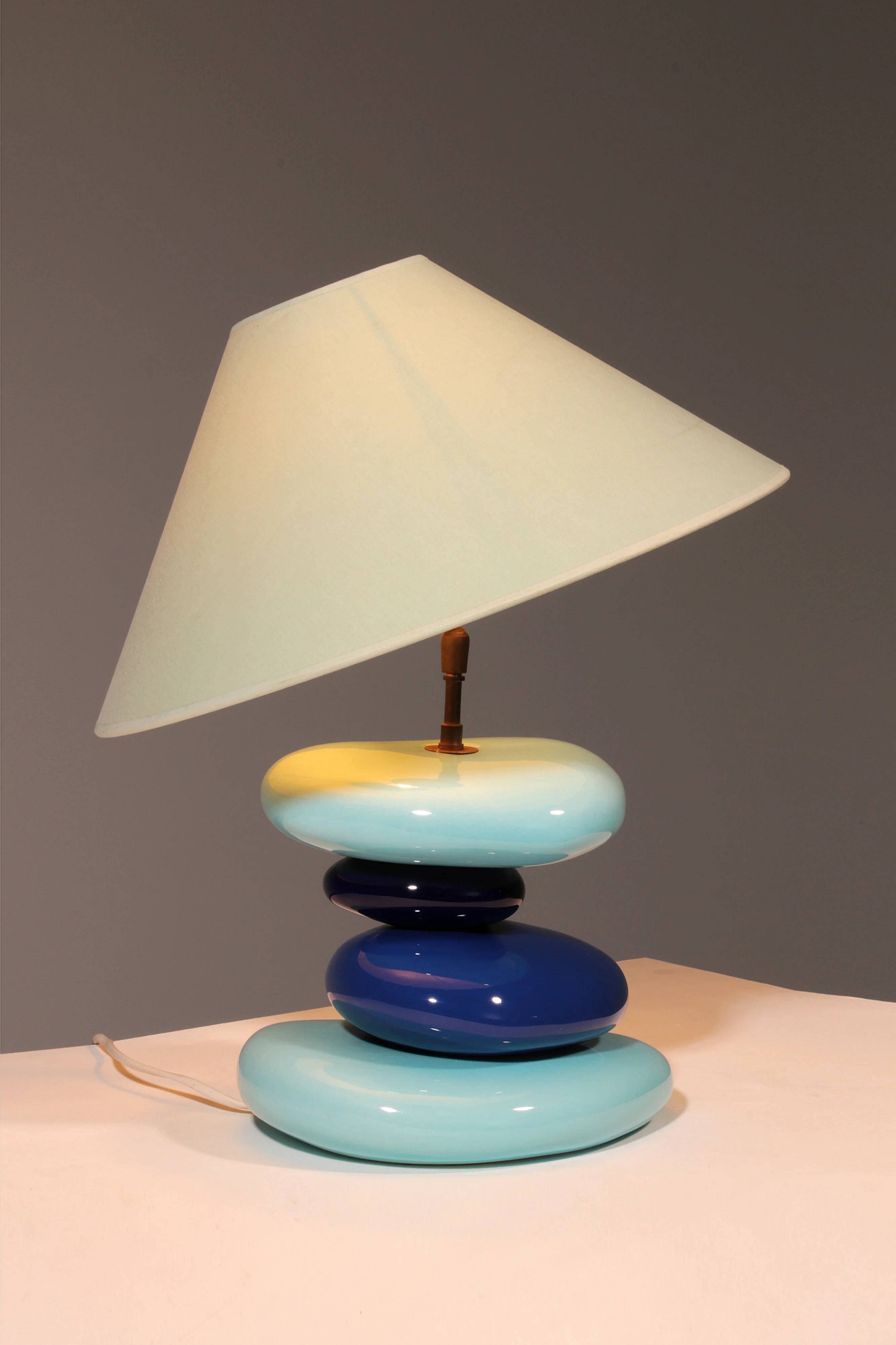France pebble table lamp by François Chatain, 1980s