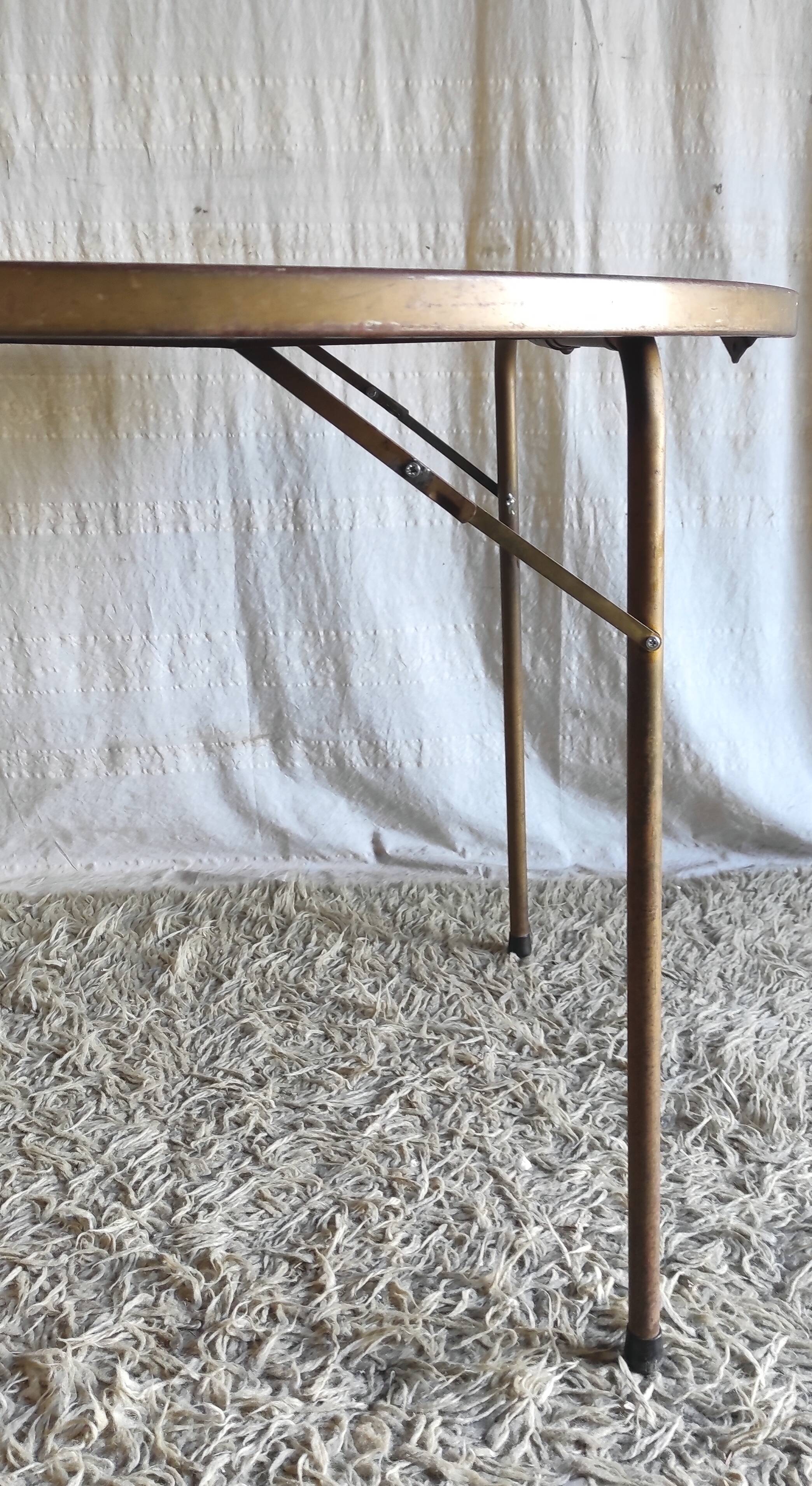 Folding metal and formica table in blue - 1960s/70s