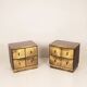 Aldo Frigerio Italian Walnut Burl and Gold-Laminated Brass Bagdad Nightstands