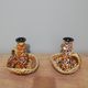 Pair of honey-colored Fat Lava ceramic candle holders