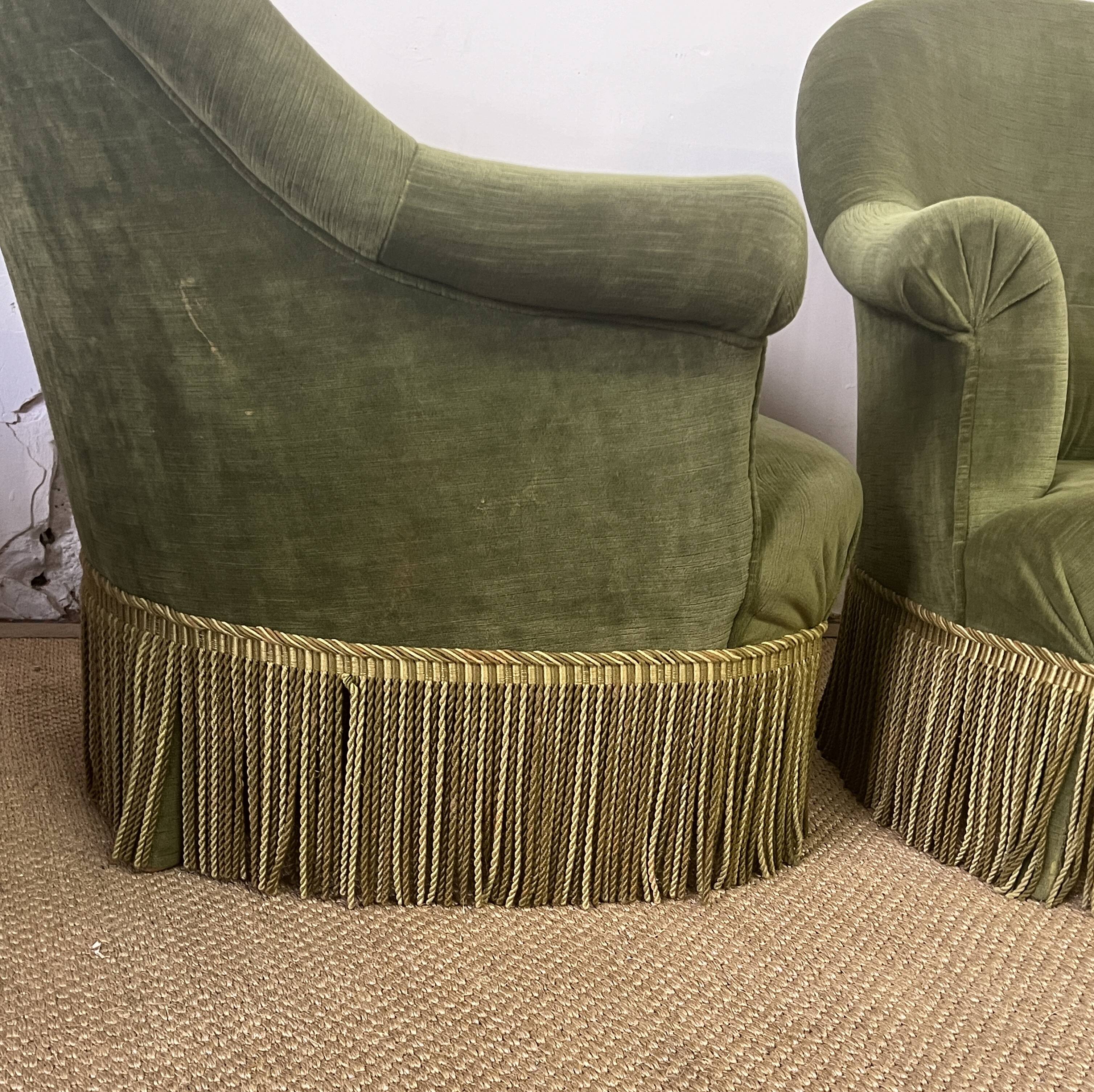 Pair of green toad armchairs
