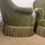 Pair of green toad armchairs
