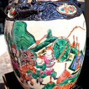 Pair of large ceramic vases from Nanking, China, Asian decor.