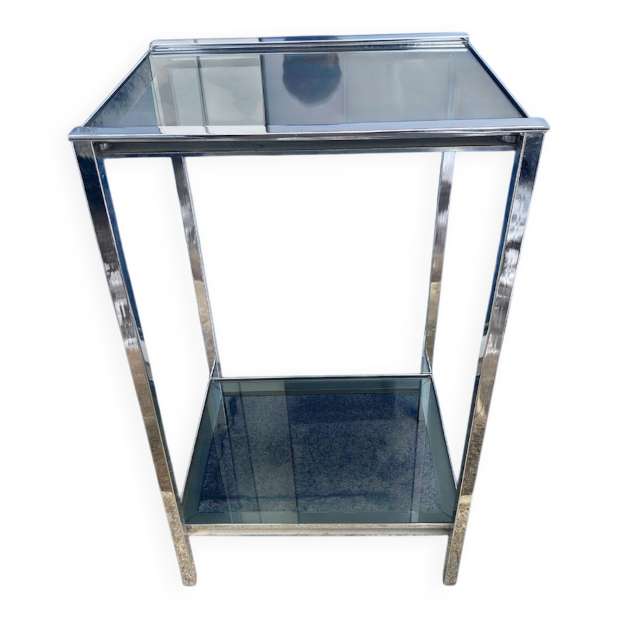 Chrome and smoked glass side table from the 1970s.