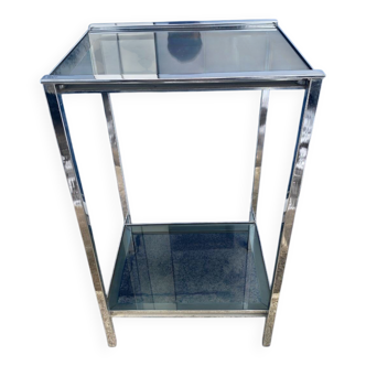 Chrome and smoked glass side table from the 1970s.