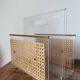 Magazine rack in plexiglass, brass and cane, 1970