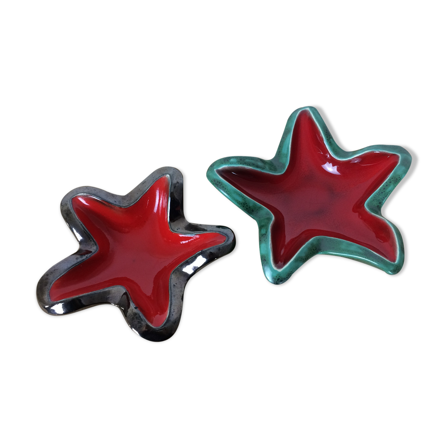 Pair of empty Elchinger pockets, ceramic starfish, 1950s