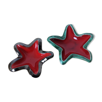 Paire de vide poches Elchinger étoiles de mer en céramique, années 50