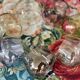 7 vintage iridescent foot glasses
