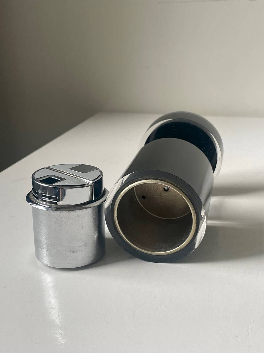 Vintage sarome japan table lighter in black plastic