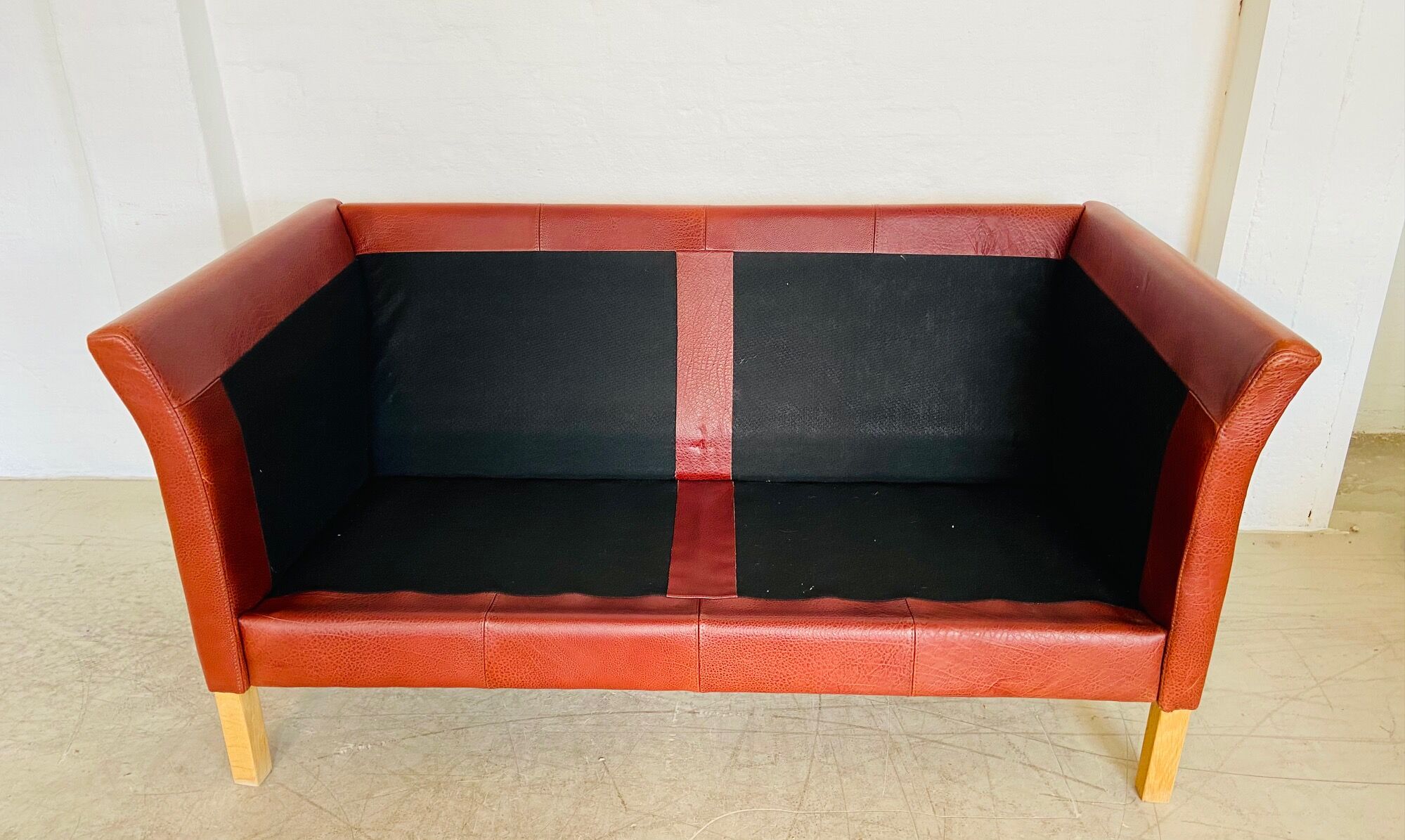 Canapé vintage danois rétro Skalma pour 2 personnes en cuir cognac