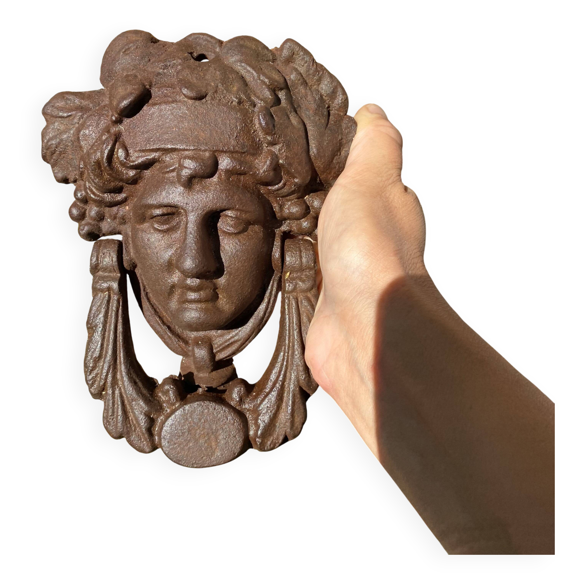 Heurtoir de porte en fonte portrait féminin classique