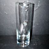 Vintage water pitcher in bubble blown glass - pitcher jug verrerie krosno poland
