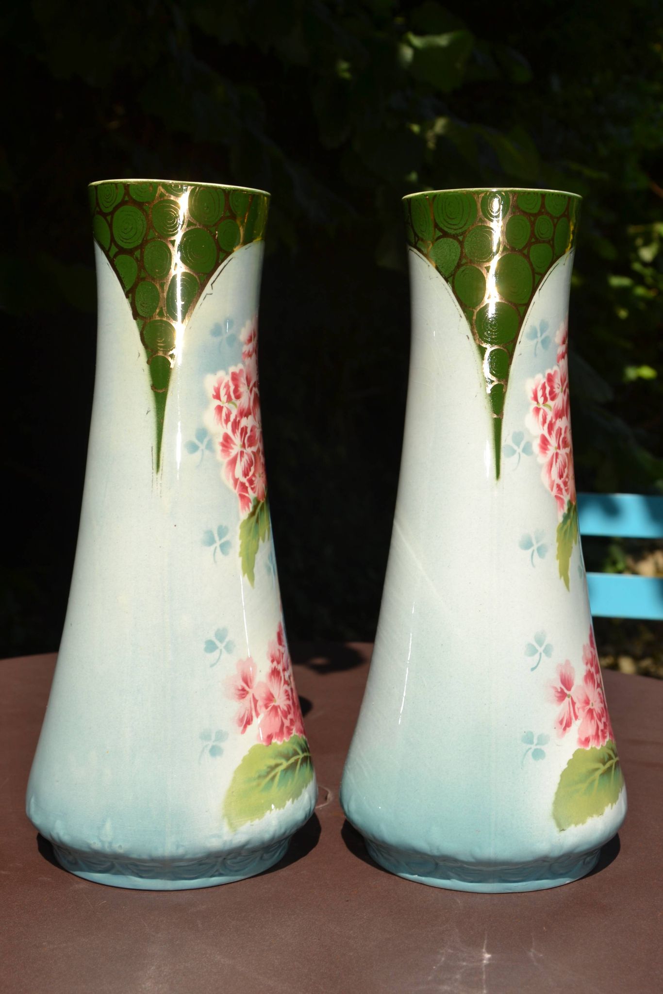 2 flowered vases St Amand early 20th century