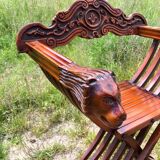 Carved wood Dagobert armchair