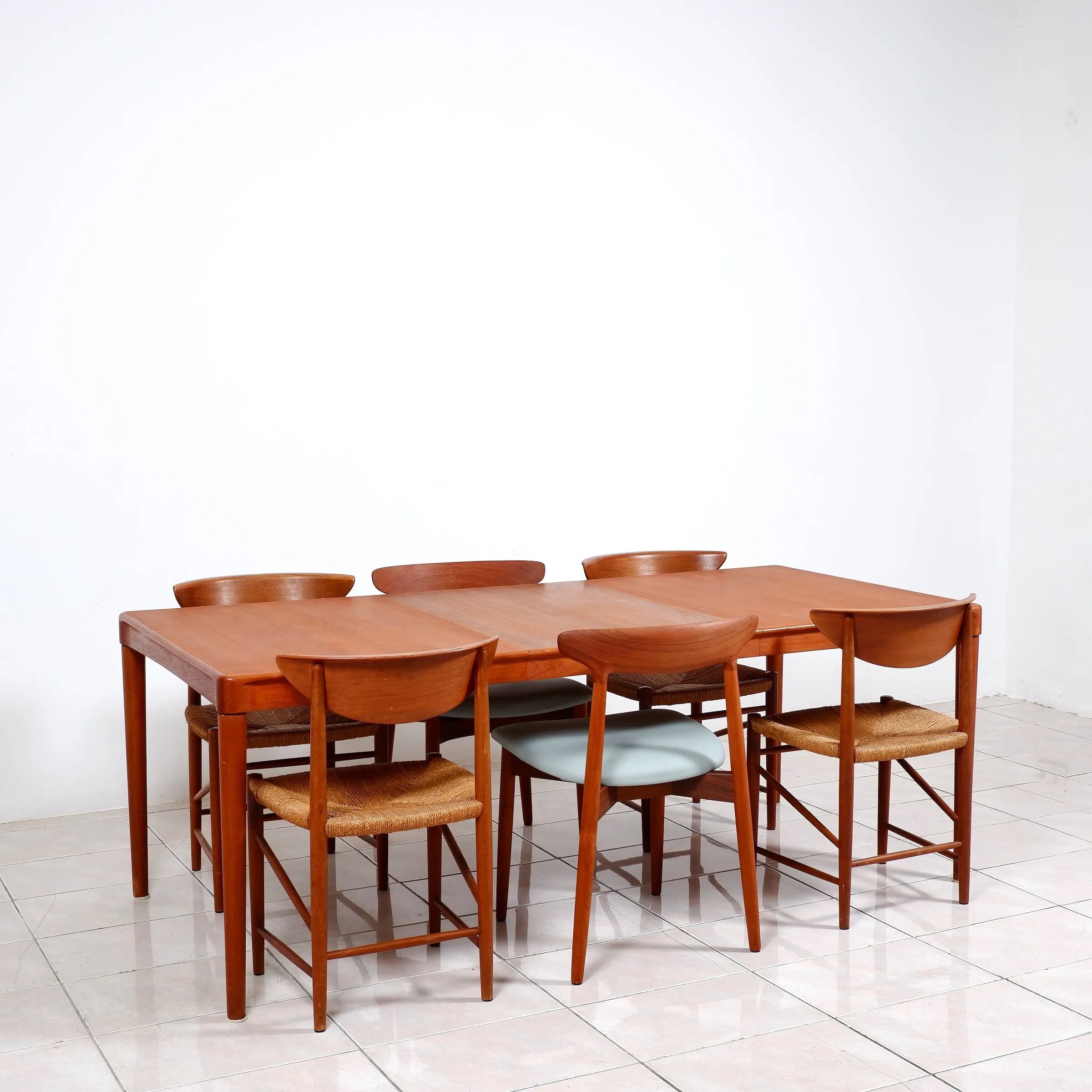 Extendable dining table in teak by H. W. Klein for Bramin Mobler