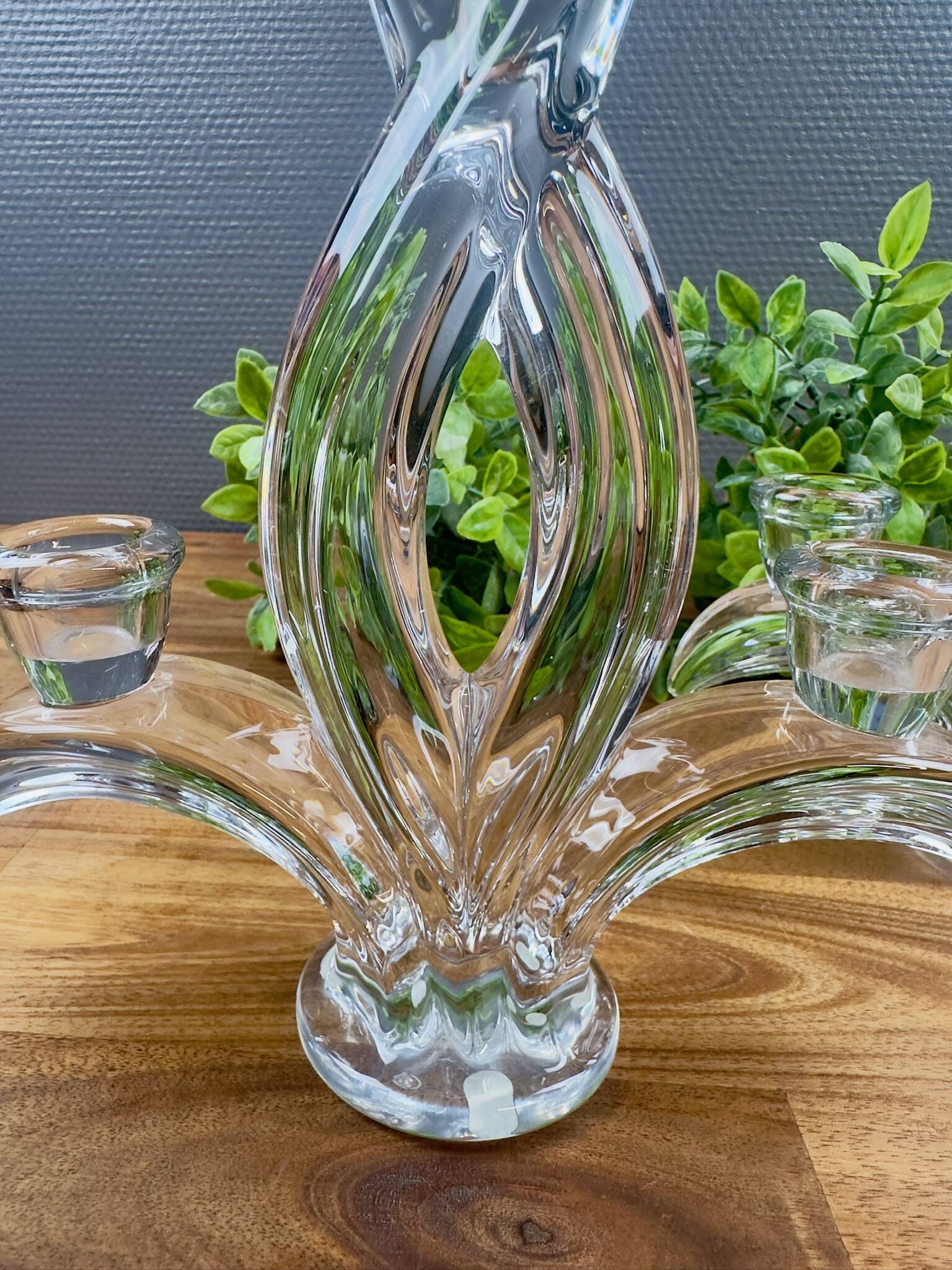 Pair of vintage Art Deco glass candlesticks