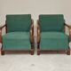 Paire de fauteuils Art déco vert par Jindrich Halabala, Prague 1930