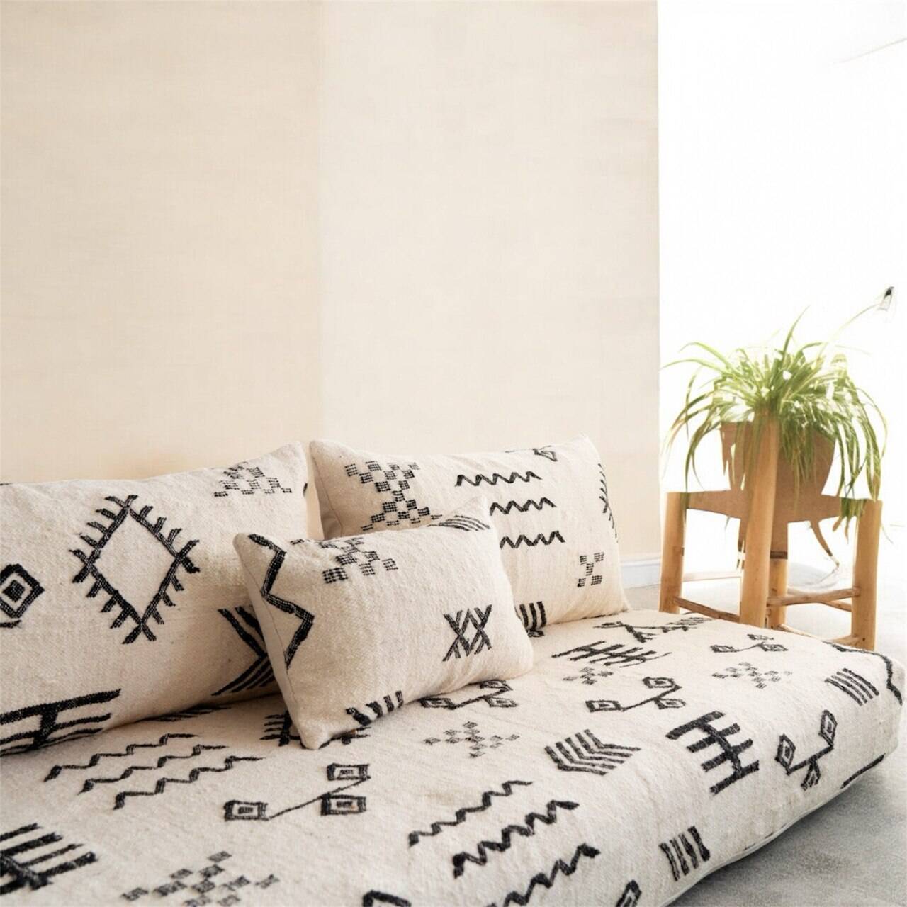 Handmade Moroccan Floor Sofa – Bjaad Wool, Berber Design