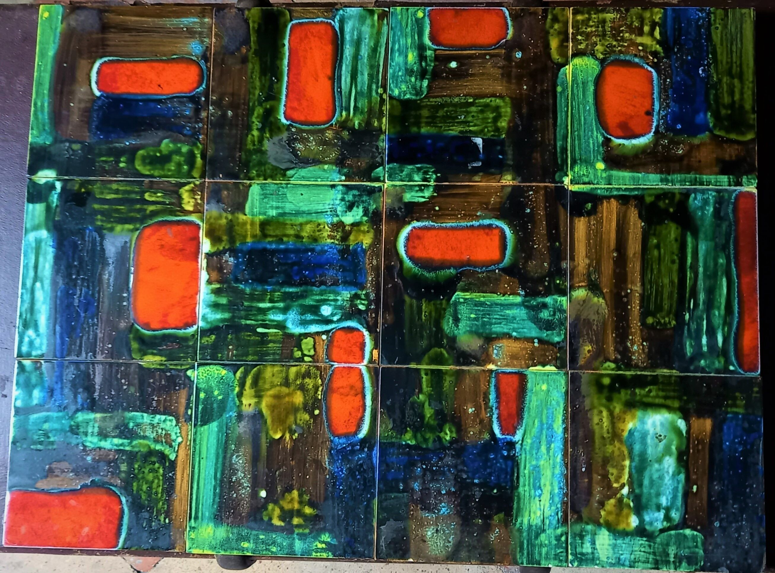 Original painting from the 1950s, ceramic squares.