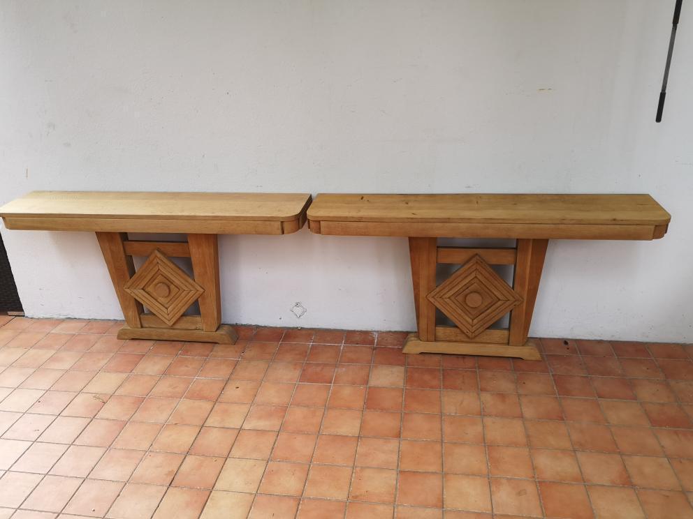 Console in whitened chene style art deco