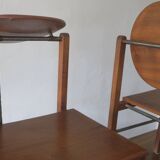 Brutalist 6 chairs and dining table in teak and patinated steel, 1960s