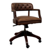 Chaise de bureau Chesterfield Wade en cuir marron