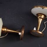 Rare pair of bedside lamps in curved glass attributed to Pietro Chiesa. Ita