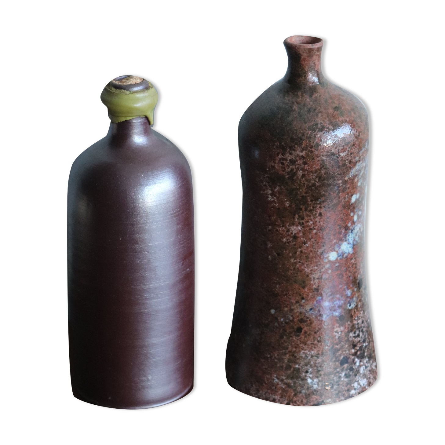 2 vintage ceramic bottles