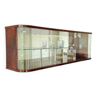 Vitrine suspendue de luxe en bois avec éléments en verre