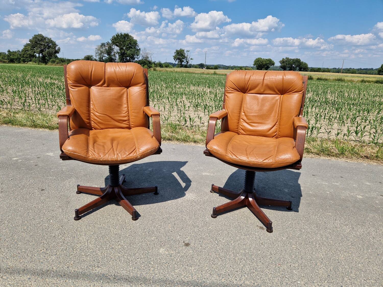 Set of 2 vintage Scandinavian armchairs co.fe.mo Italy 1970