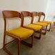Set of 7 Baumann sled chairs in wood and mustard yellow fabric, 1960s