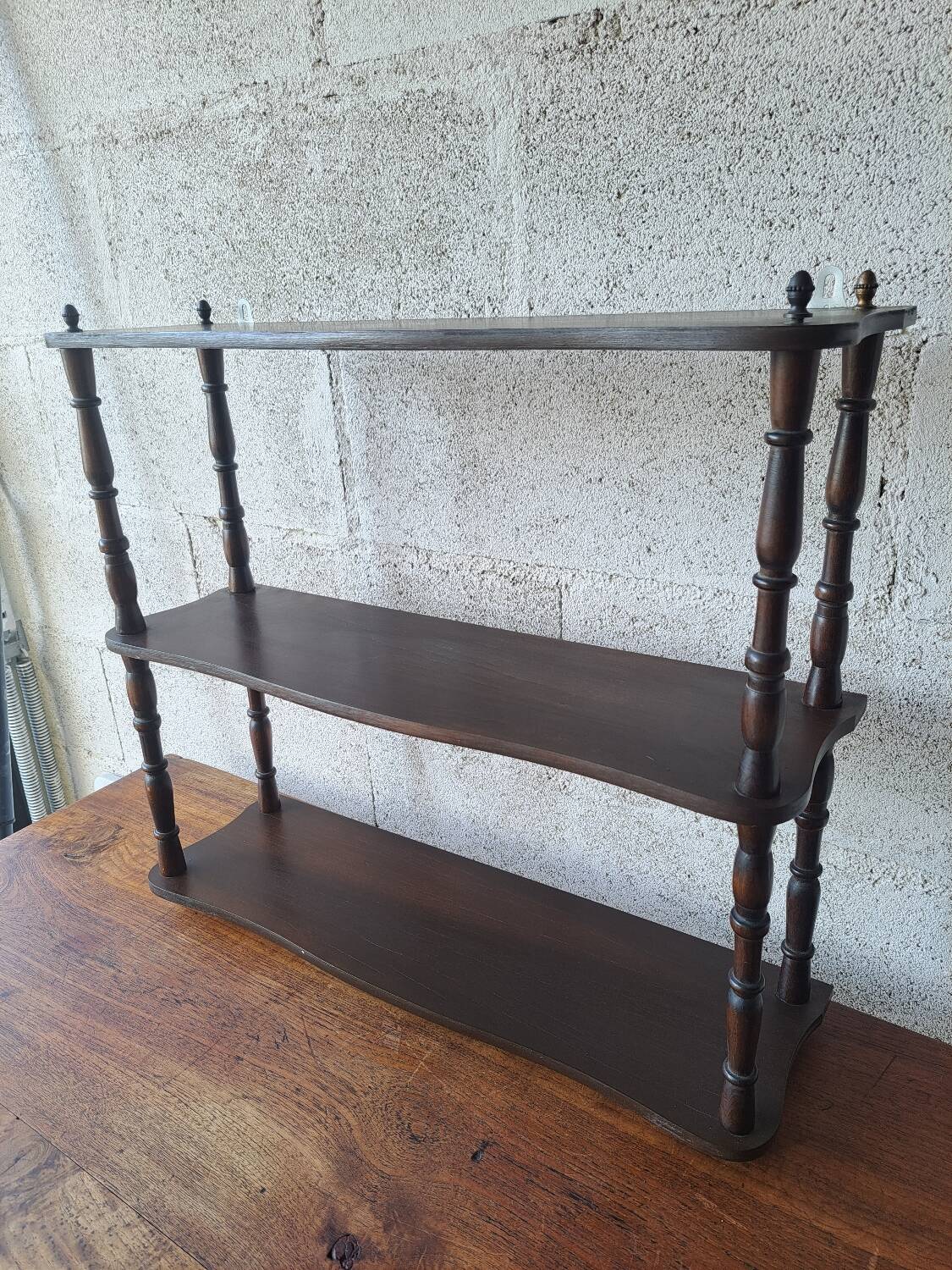 Vintage turned wood wall shelf