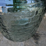 Dame jeanne verre recycle facon panier vert amande