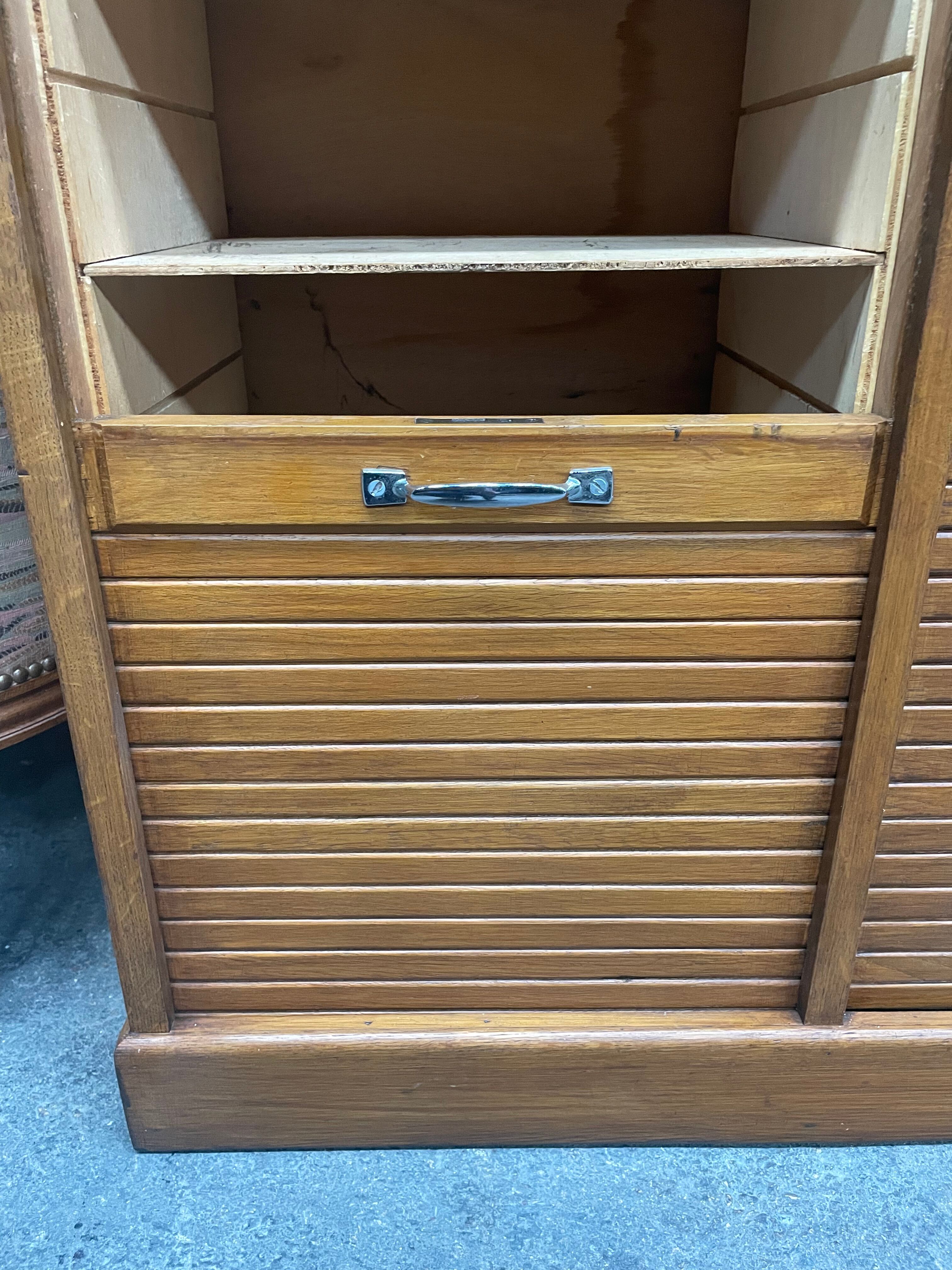 Triple notary filing cabinet in oak 1960