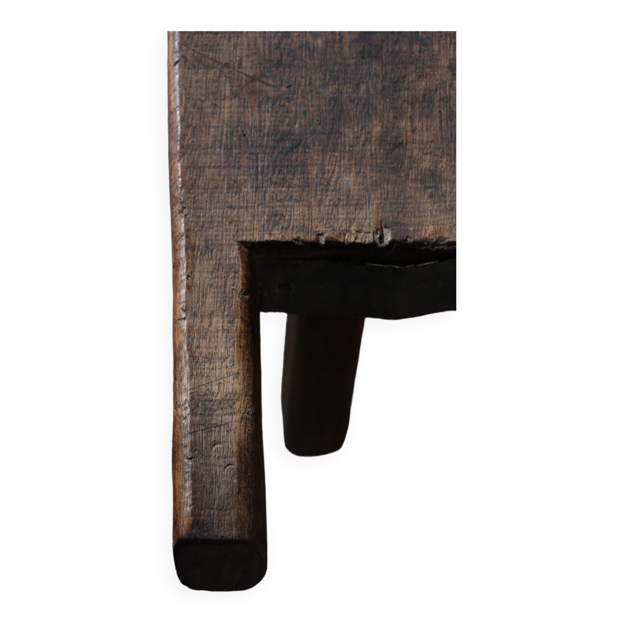 Brutalist solid oak bench / console 1950