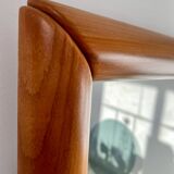 Old mirror in solid elm design from the 70s vintage brutalist style