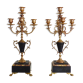 Paire de candélabres à 5 branches bronze et marbre style Napoléon III
